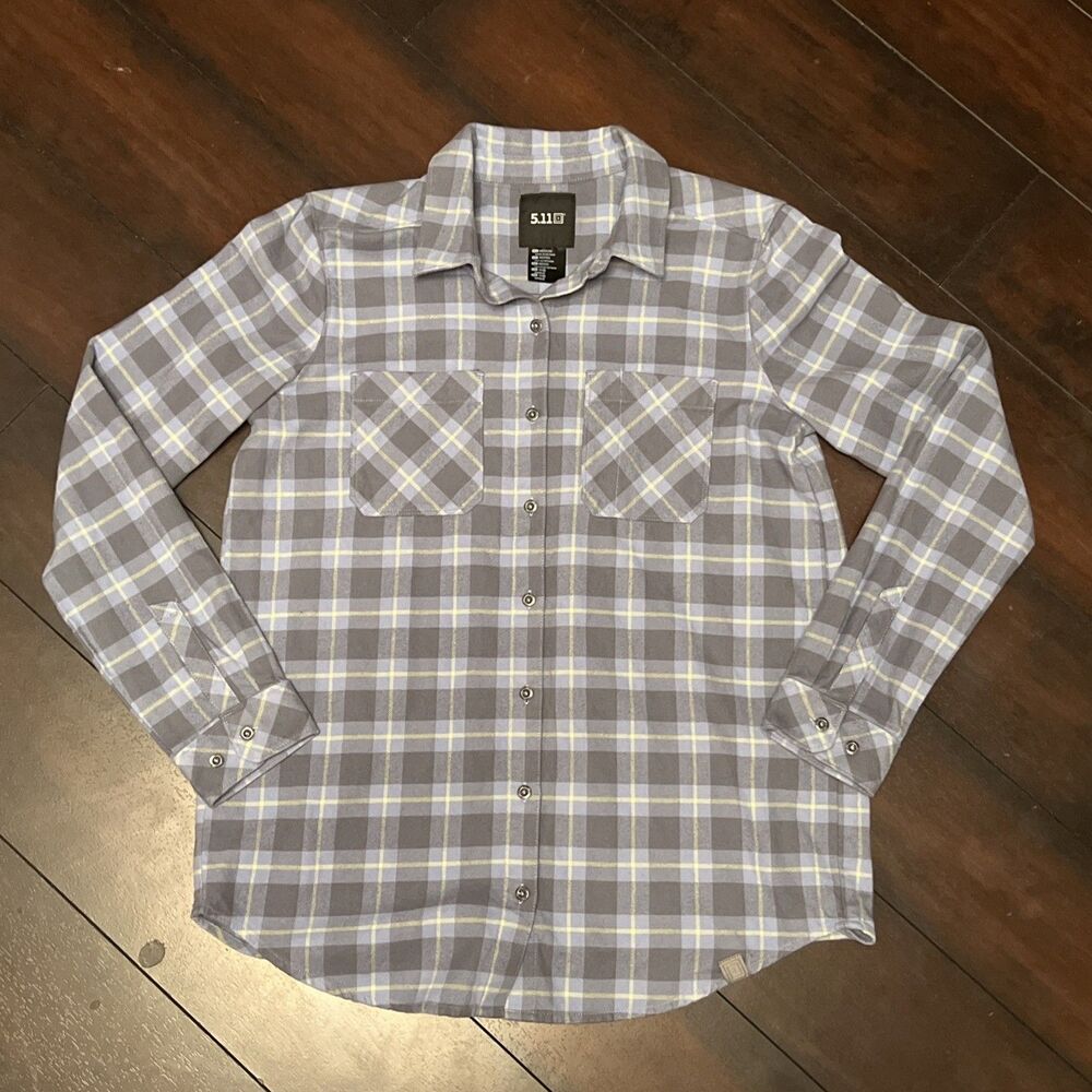 5.11 Tactical Men's Long Sleeve Plaid Flannel Shirt Button Up, Medium